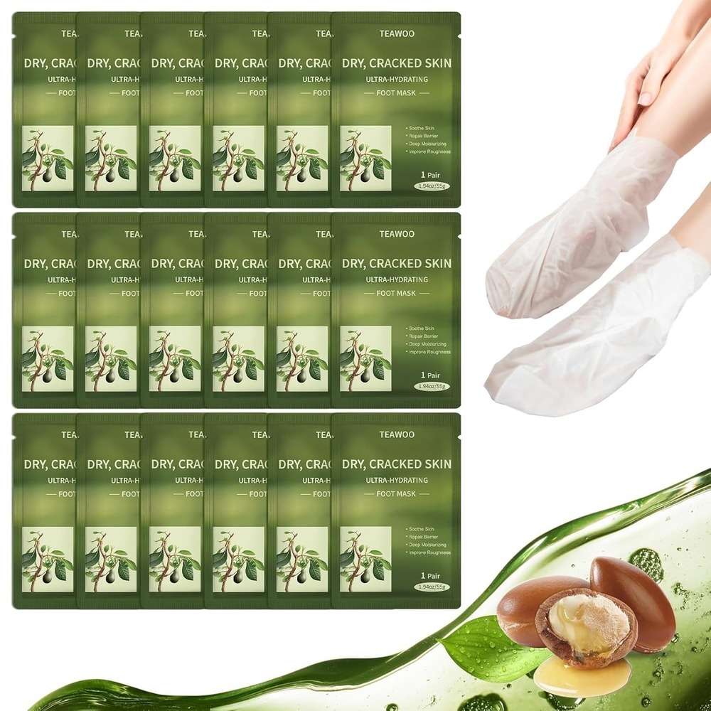 TEAWOO 1 Pair Moisturizing Foot Masks with Shea Butter, Jojoba Oil, Vitamin E